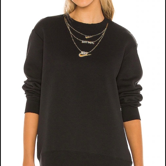 Nike women's black gold necklace crew sweatshirt Clearance